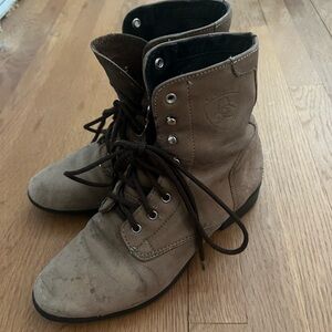 Brown leather boots